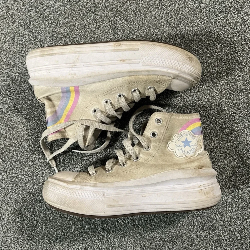 Converse Chuck Taylor All Star Move Hi Platform Youth 2 Rainbow Canvas Sneakers